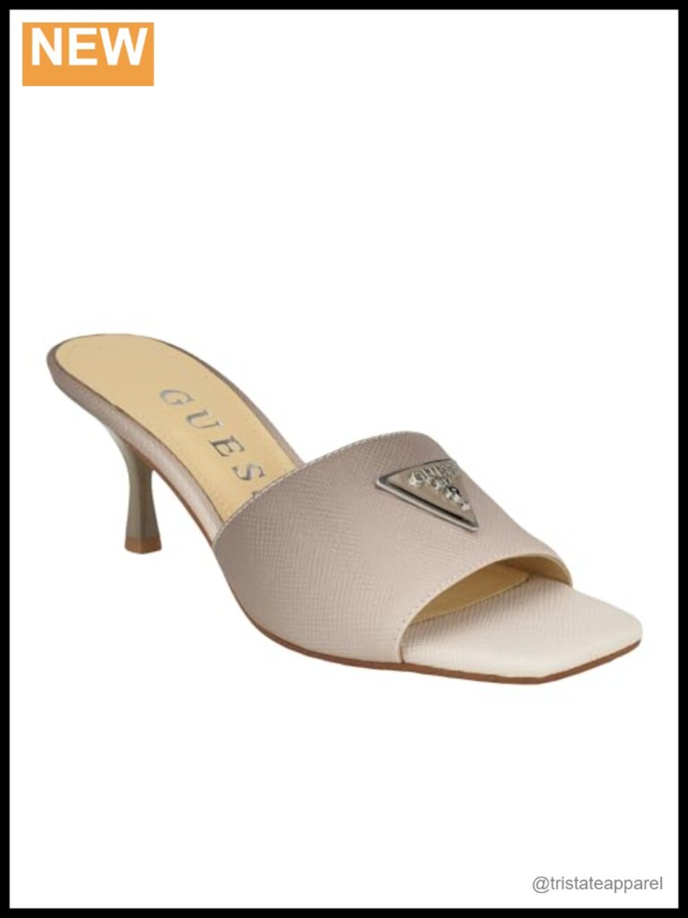 Kitten Heel Square Open Toe Faux-Leather Slide Sandal Mules